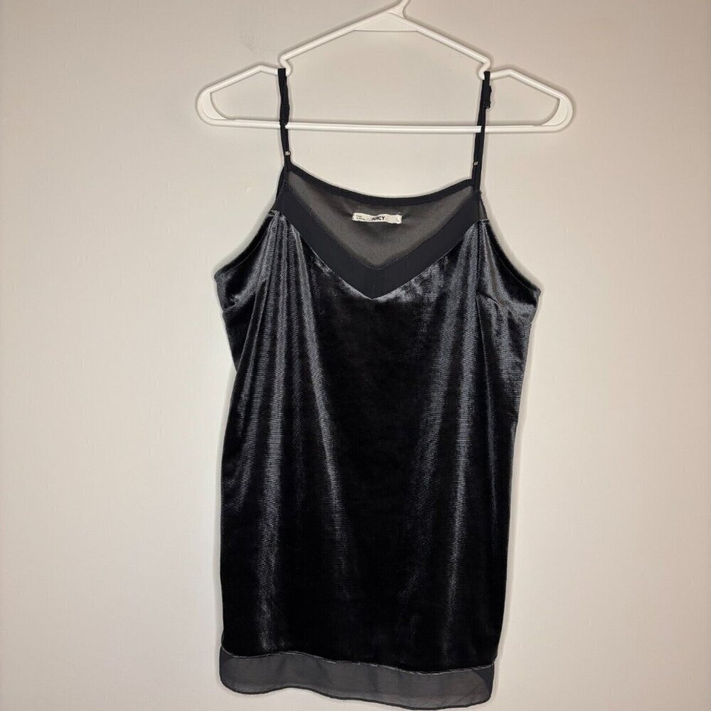 JUICY Velour Cami Gray Velvet Size Large Adj Straps Cocktail EUC